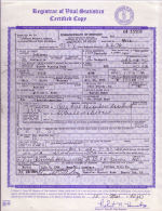 Finis' death certificate