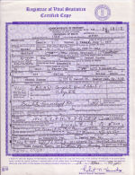 Bessie's death certificate